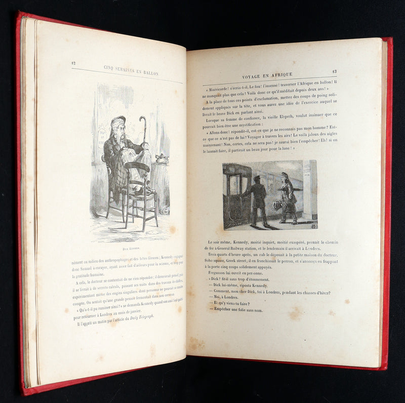 1881 French Hetzel Initiales Edition - Cinq Semaines en Ballon by Jules Verne