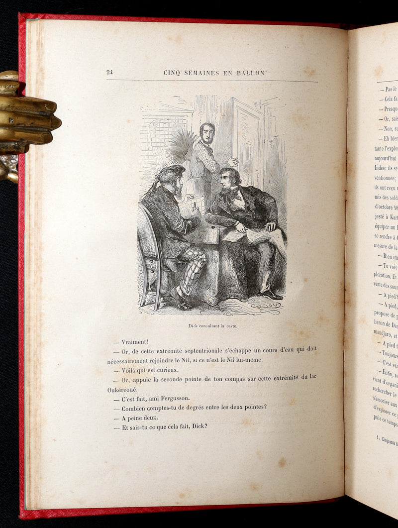 1881 French Hetzel Initiales Edition - Cinq Semaines en Ballon by Jules Verne