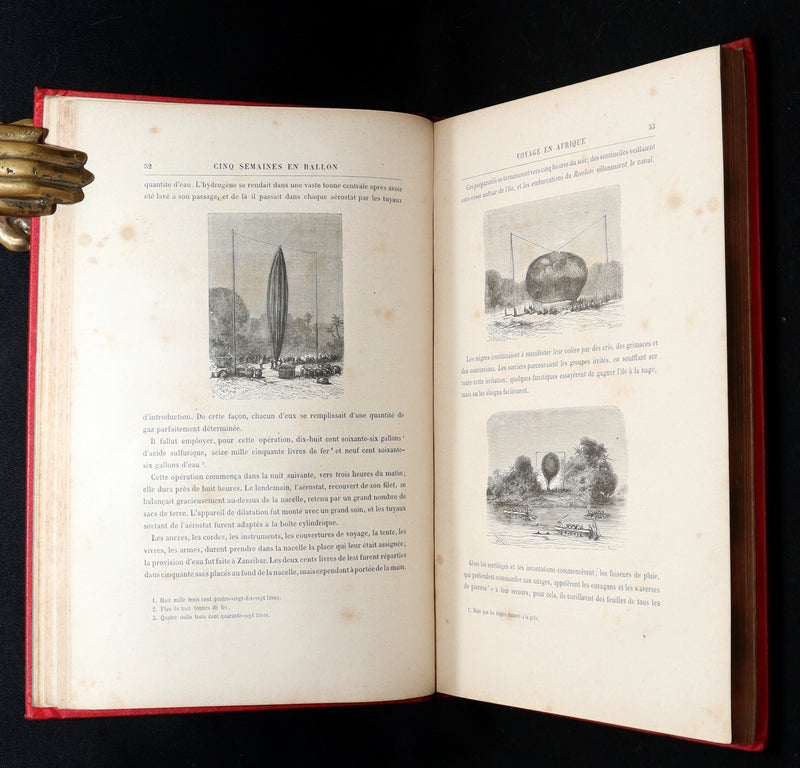 1881 French Hetzel Initiales Edition - Cinq Semaines en Ballon by Jules Verne
