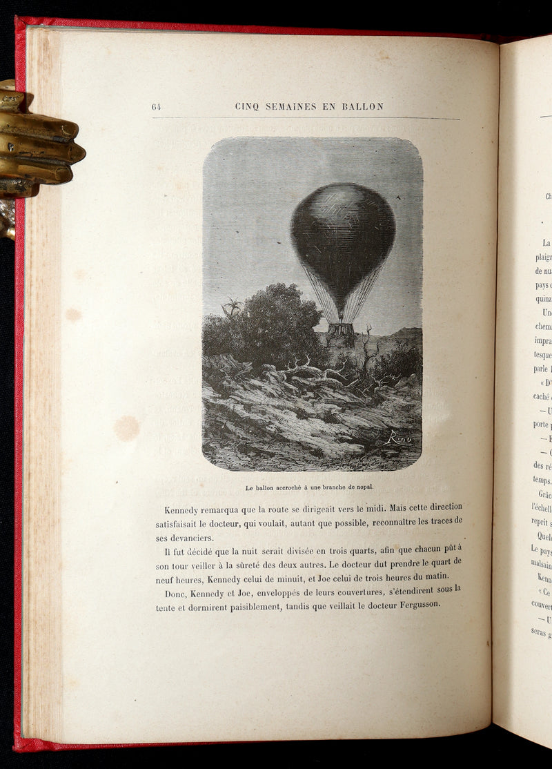1881 French Hetzel Initiales Edition - Cinq Semaines en Ballon by Jules Verne