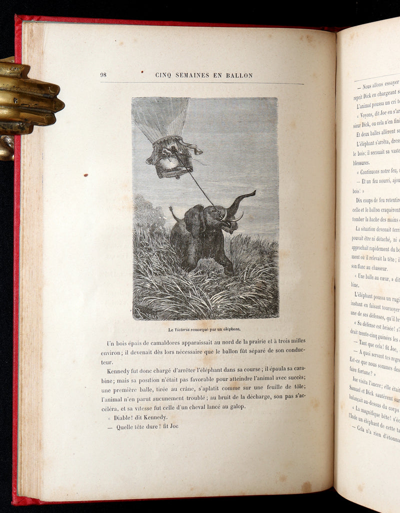 1881 French Hetzel Initiales Edition - Cinq Semaines en Ballon by Jules Verne