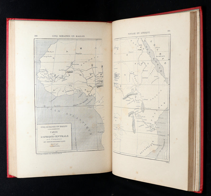 1881 French Hetzel Initiales Edition - Cinq Semaines en Ballon by Jules Verne