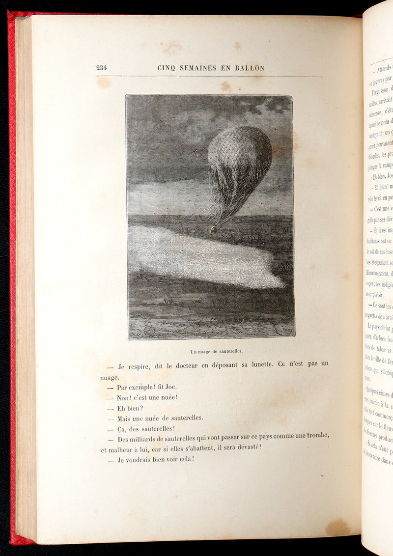 1881 French Hetzel Initiales Edition - Cinq Semaines en Ballon by Jules Verne