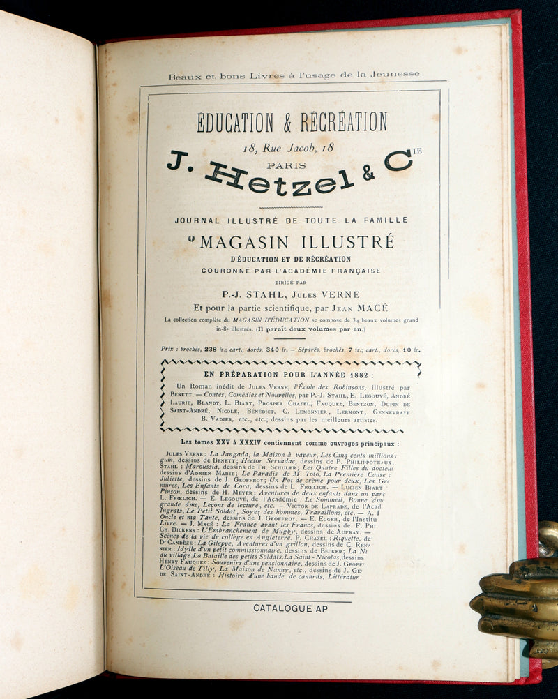 1881 French Hetzel Initiales Edition - Cinq Semaines en Ballon by Jules Verne