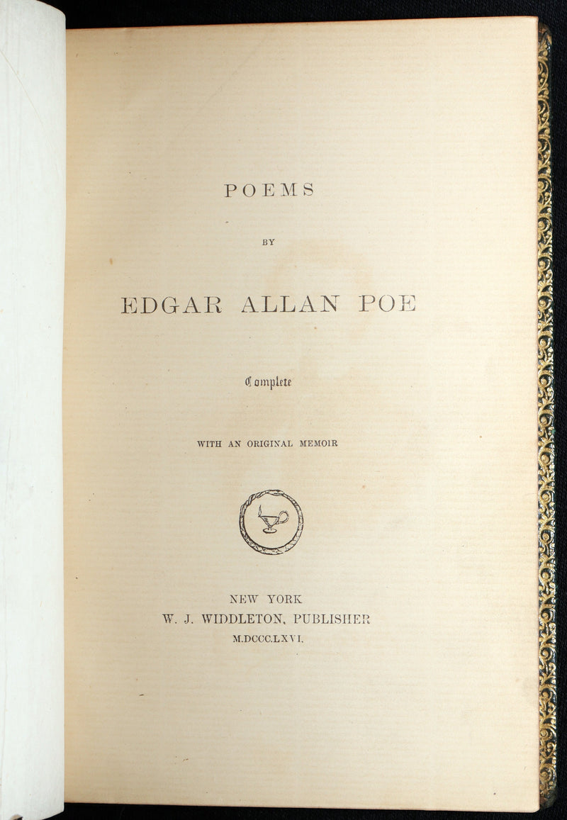 1866 Rare Book - Poems by Edgar Allan Poe. Complete with an Original Memoir