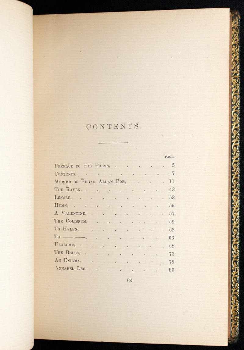 1866 Rare Book - Poems by Edgar Allan Poe. Complete with an Original Memoir
