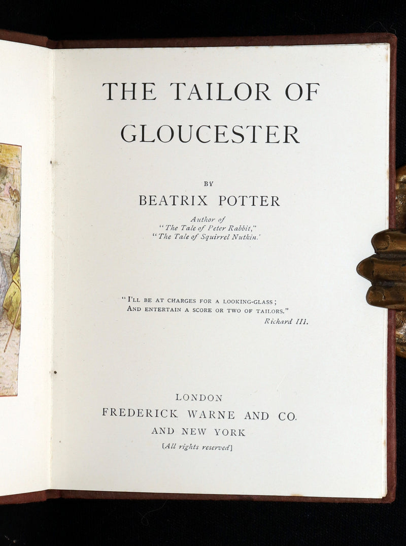 1910 Rare Early Edition - The Tailor of Gloucester by Beatrix Potter