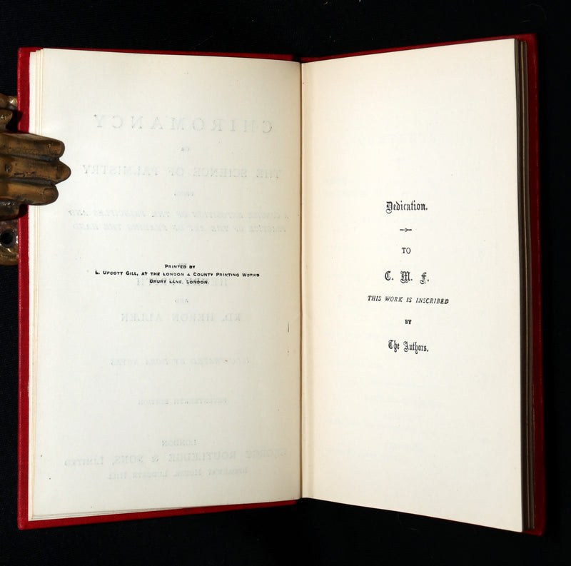 1900 Scarce Chiromancy  Book - The Science of Palmistry by Frith and Heron Allen