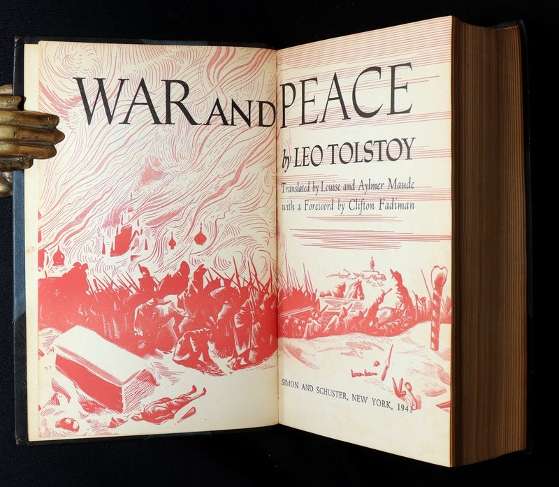 1942 Rare Book in Morocco Binding - War and Peace by Leo Tolstoy