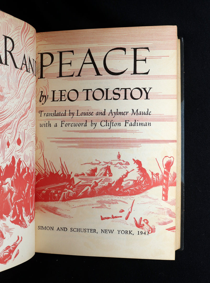 1942 Rare Book in Morocco Binding - War and Peace by Leo Tolstoy