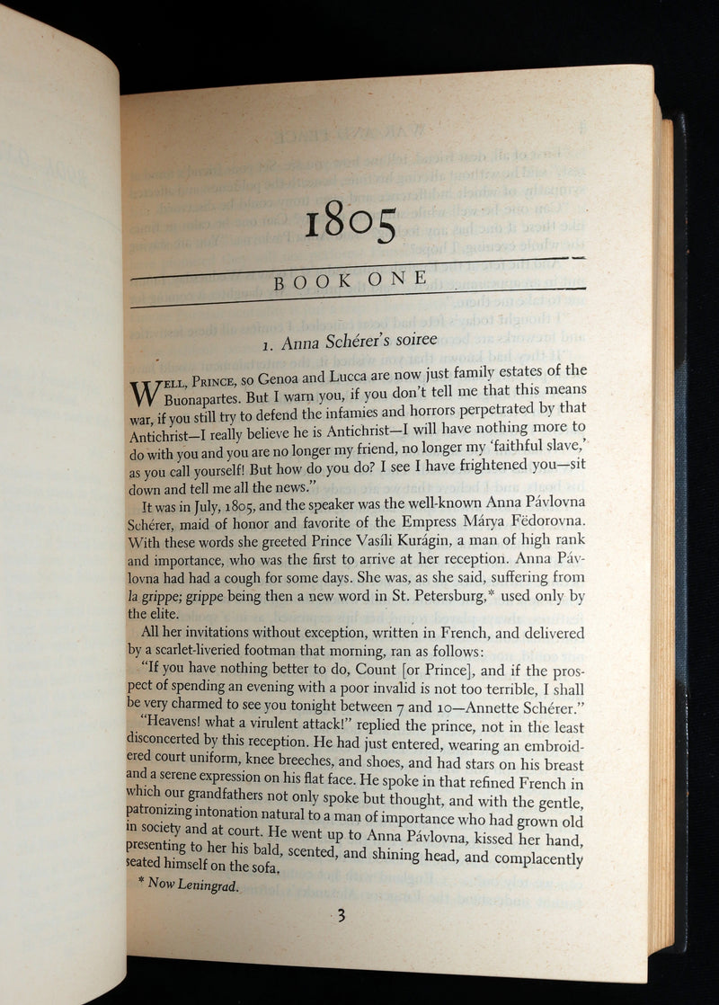 1942 Rare Book in Morocco Binding - War and Peace by Leo Tolstoy