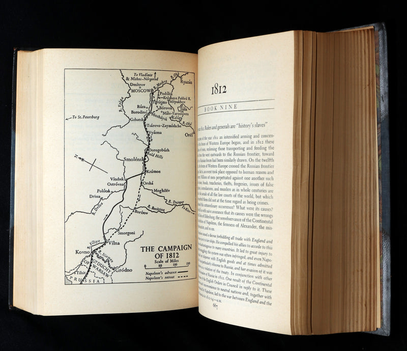 1942 Rare Book in Morocco Binding - War and Peace by Leo Tolstoy