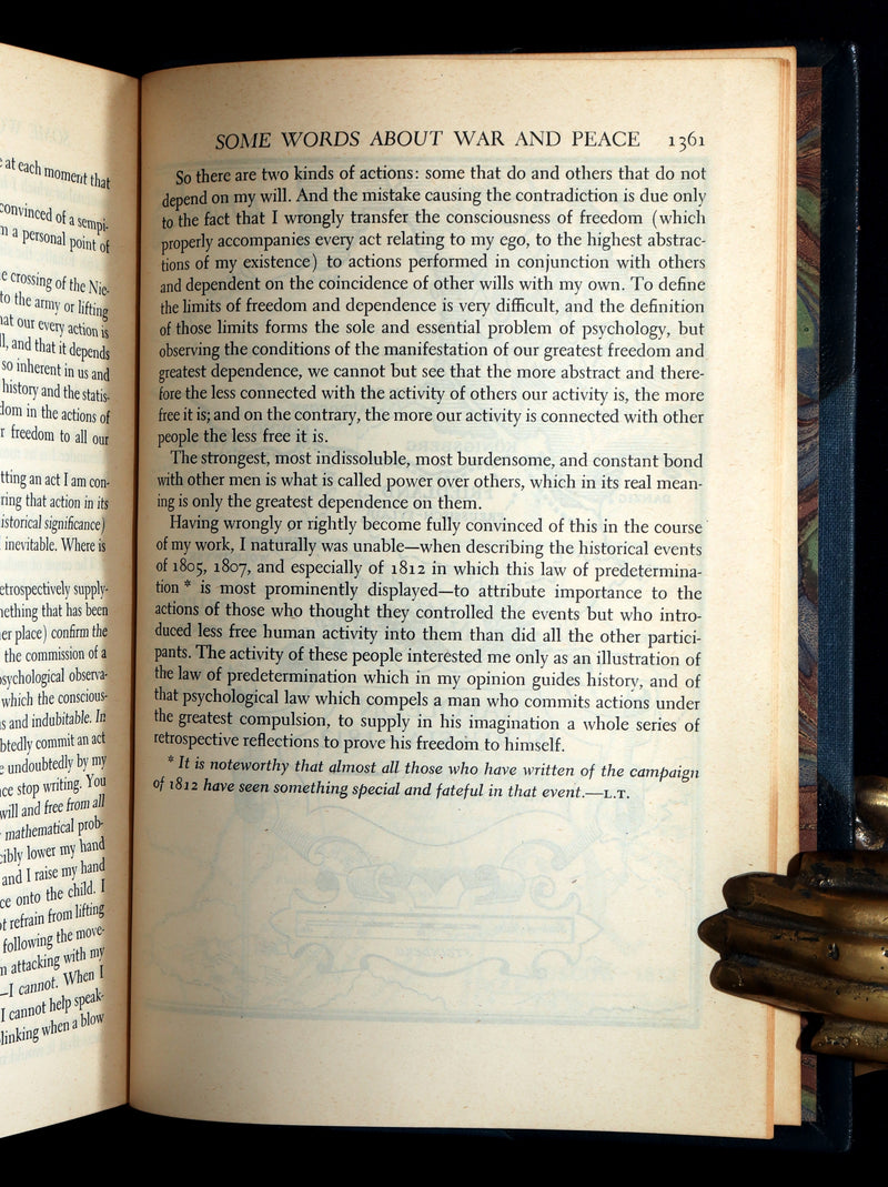 1942 Rare Book in Morocco Binding - War and Peace by Leo Tolstoy