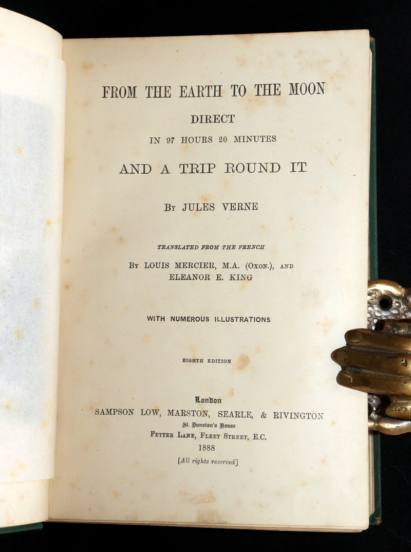 1888 Rare Book - From the Earth to the Moon and A Trip Round It by Jules Verne