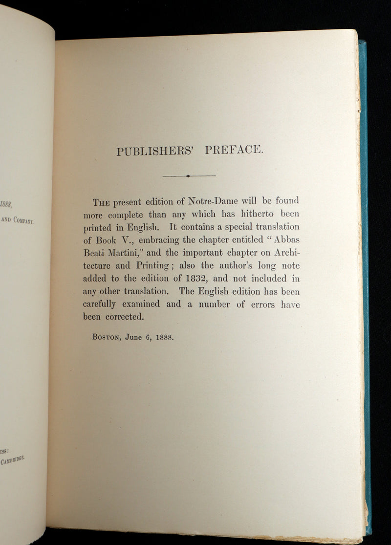 1888 Rare Book set - The Hunchback of Notre-Dame by Victor Hugo