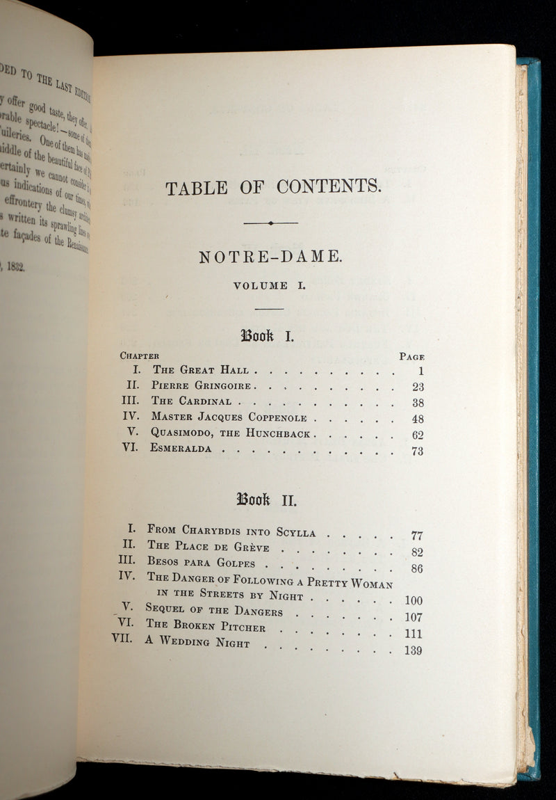 1888 Rare Book set - The Hunchback of Notre-Dame by Victor Hugo