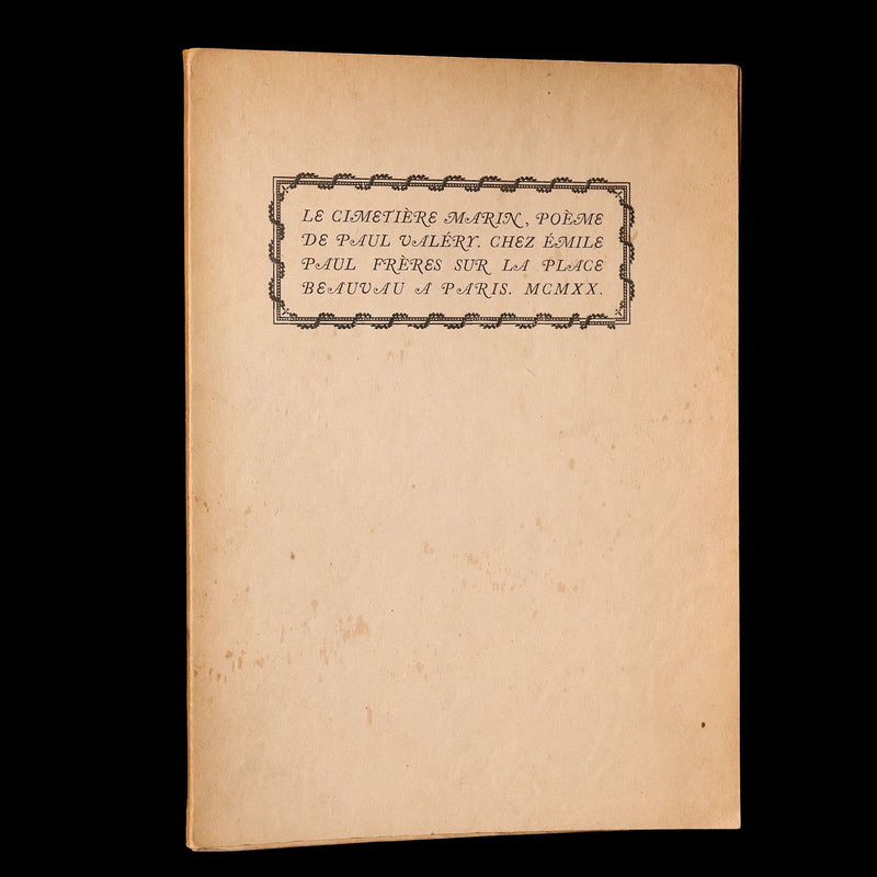 1920 Rare French Limited First Edition - Le Cimetiere Marin by Paul Valery