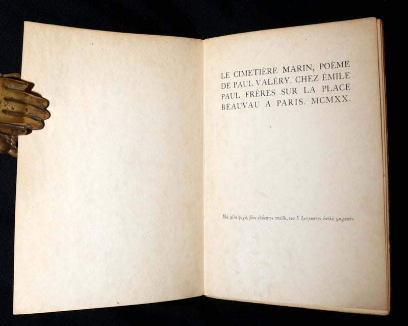 1920 Rare French Limited First Edition - Le Cimetiere Marin by Paul Valery