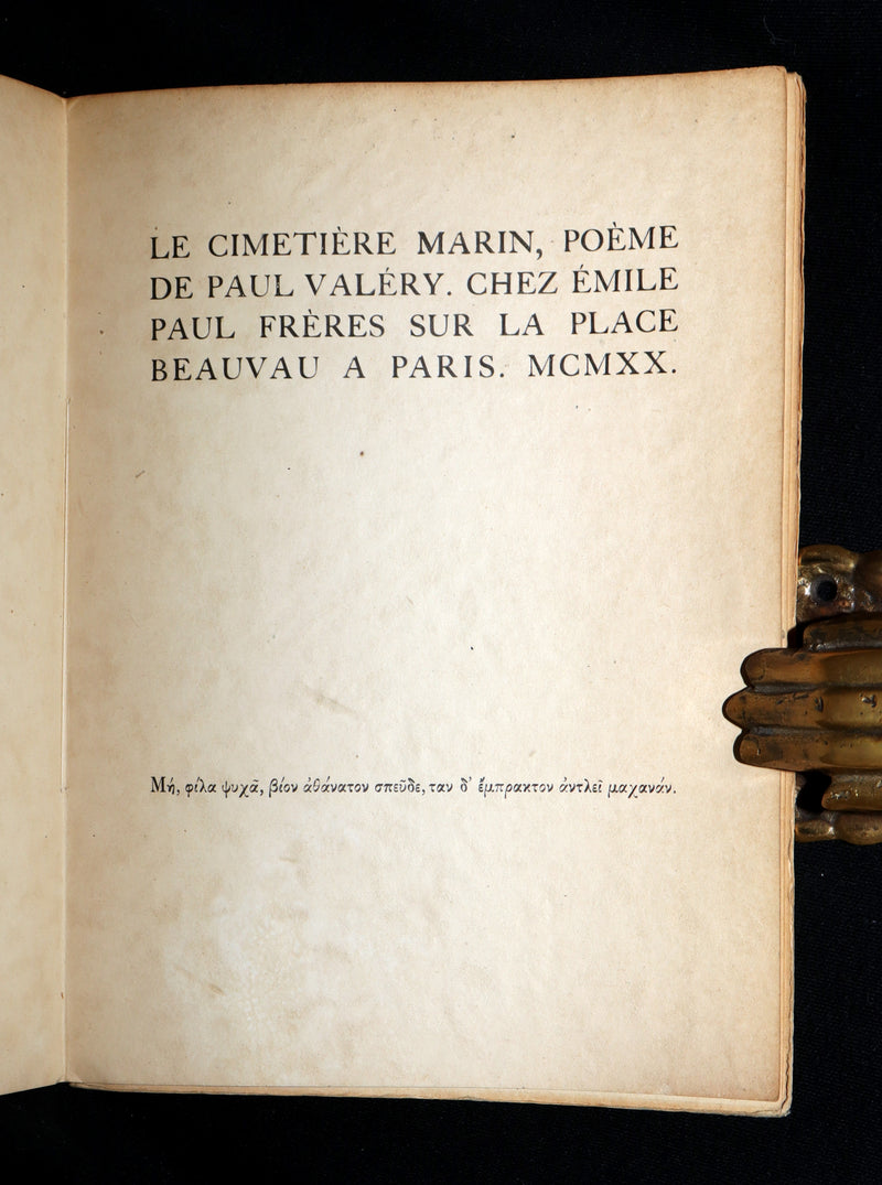 1920 Rare French Limited First Edition - Le Cimetiere Marin by Paul Valery