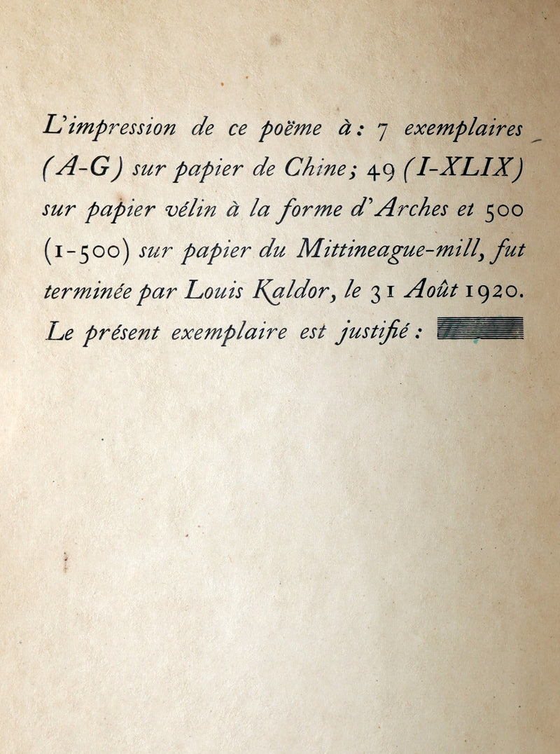 1920 Rare French Limited First Edition - Le Cimetiere Marin by Paul Valery