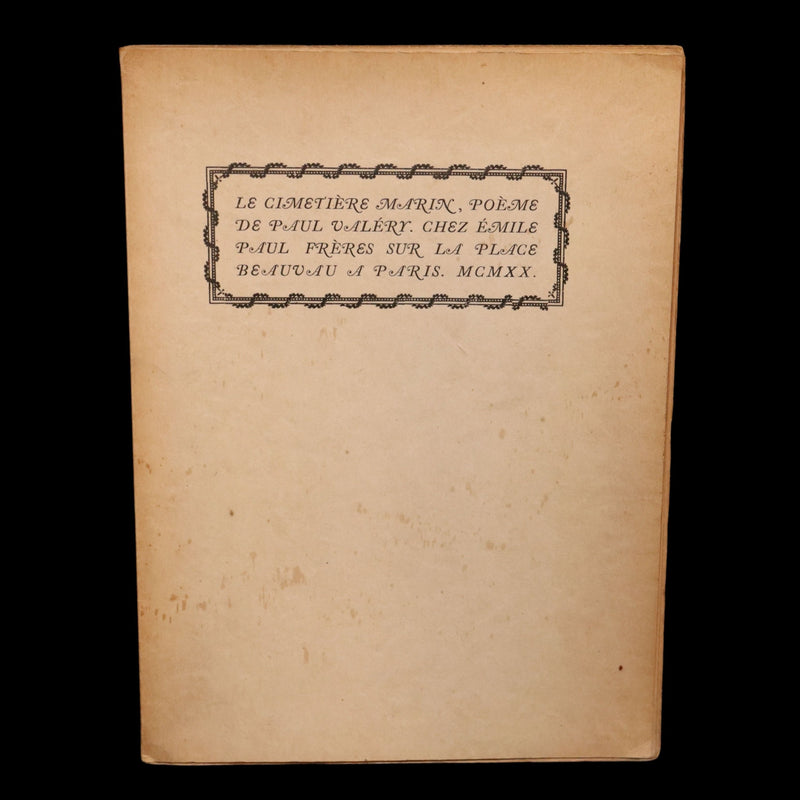1920 Rare French Limited First Edition - Le Cimetiere Marin by Paul Valery