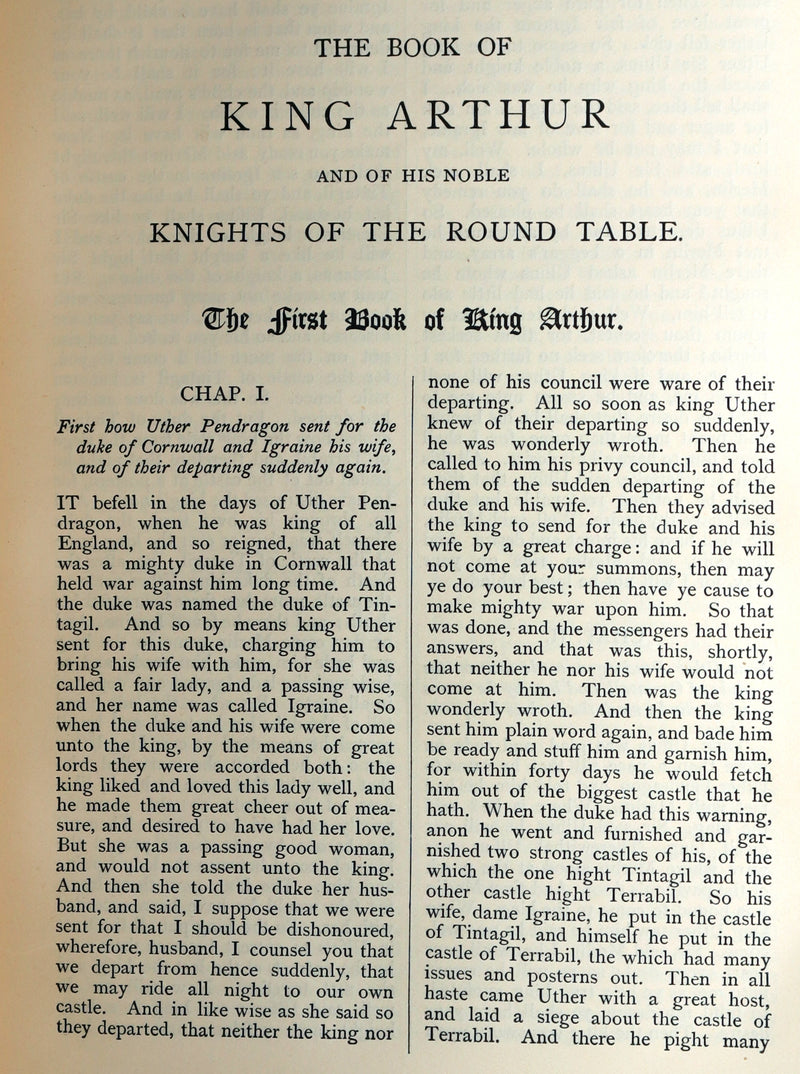 1897 Rare Book - Le Morte Darthur,  King Arthur and of His Noble Knights