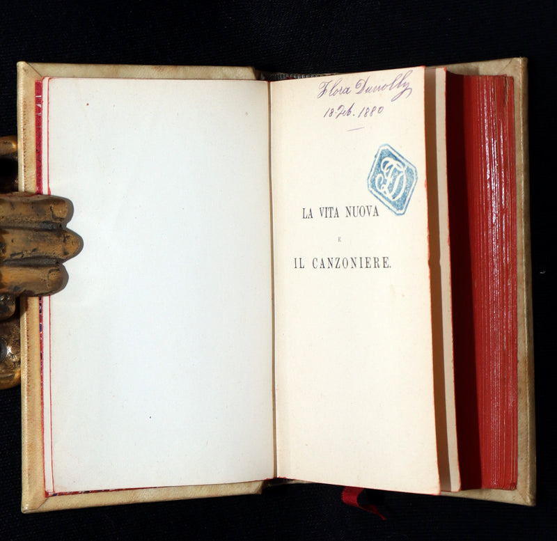 1863 Rare Italian Vellum Book - La Vita Nuova di Dante Allighieri, The New Life