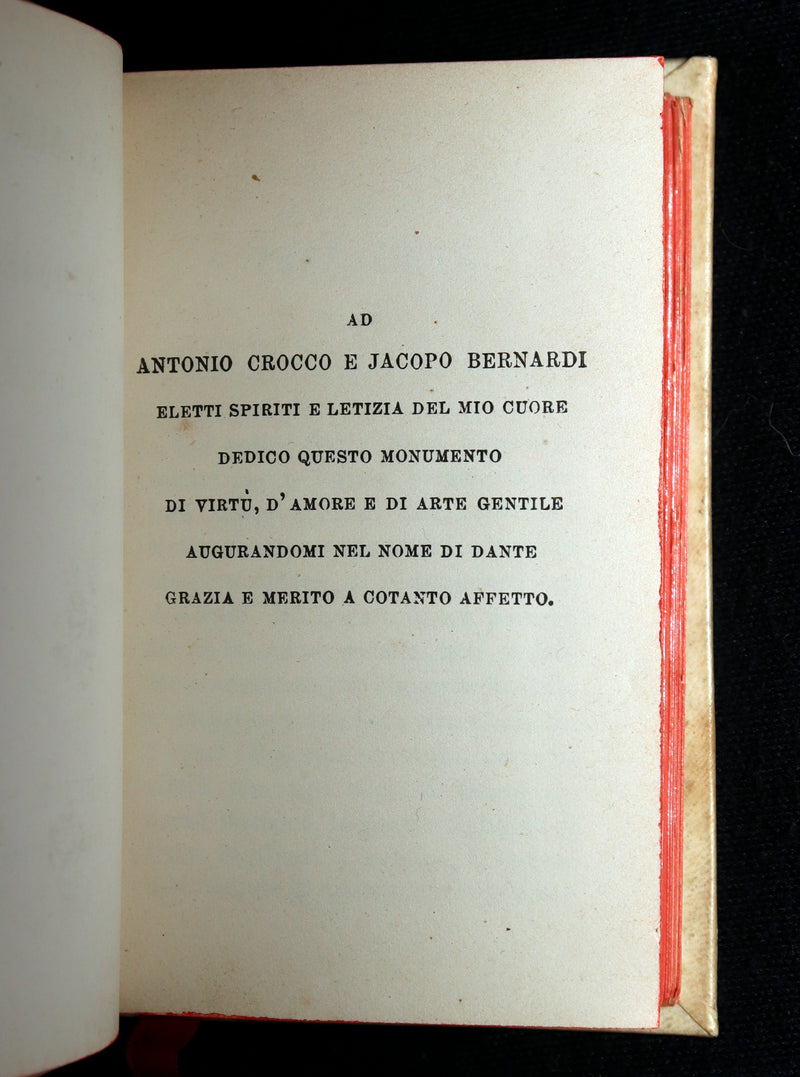 1863 Rare Italian Vellum Book - La Vita Nuova di Dante Allighieri, The New Life