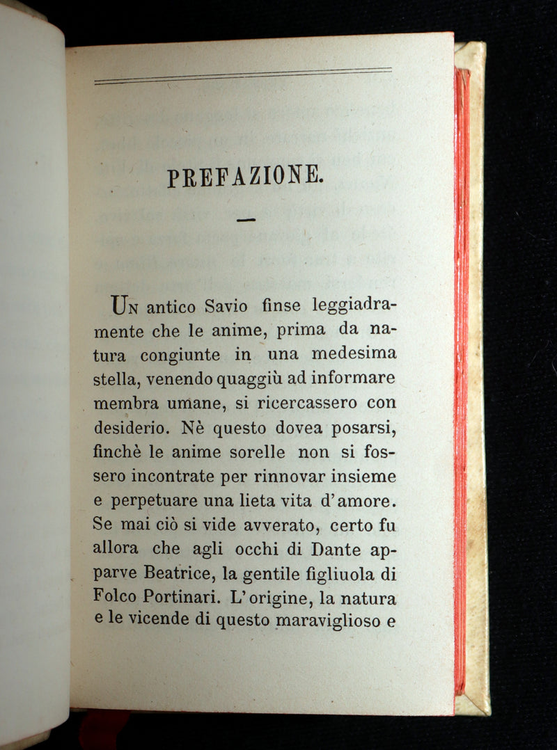 1863 Rare Italian Vellum Book - La Vita Nuova di Dante Allighieri, The New Life