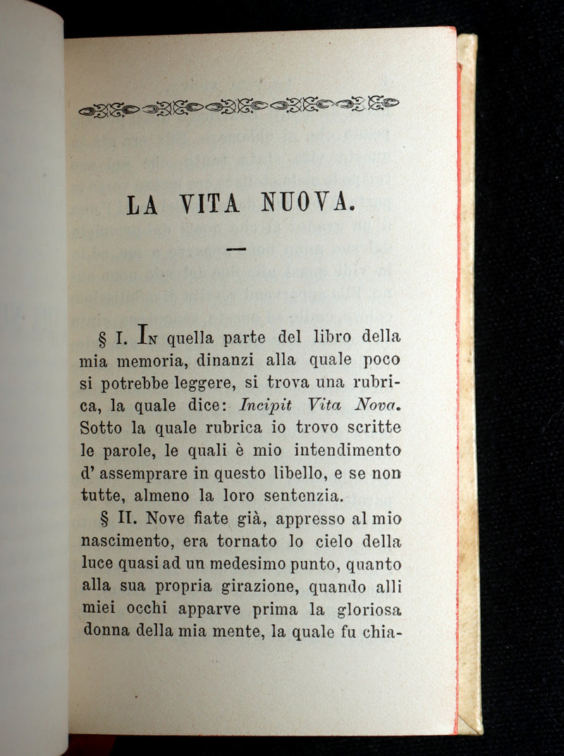 1863 Rare Italian Vellum Book - La Vita Nuova di Dante Allighieri, The New Life