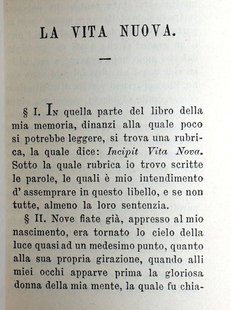1863 Rare Italian Vellum Book - La Vita Nuova di Dante Allighieri, The New Life