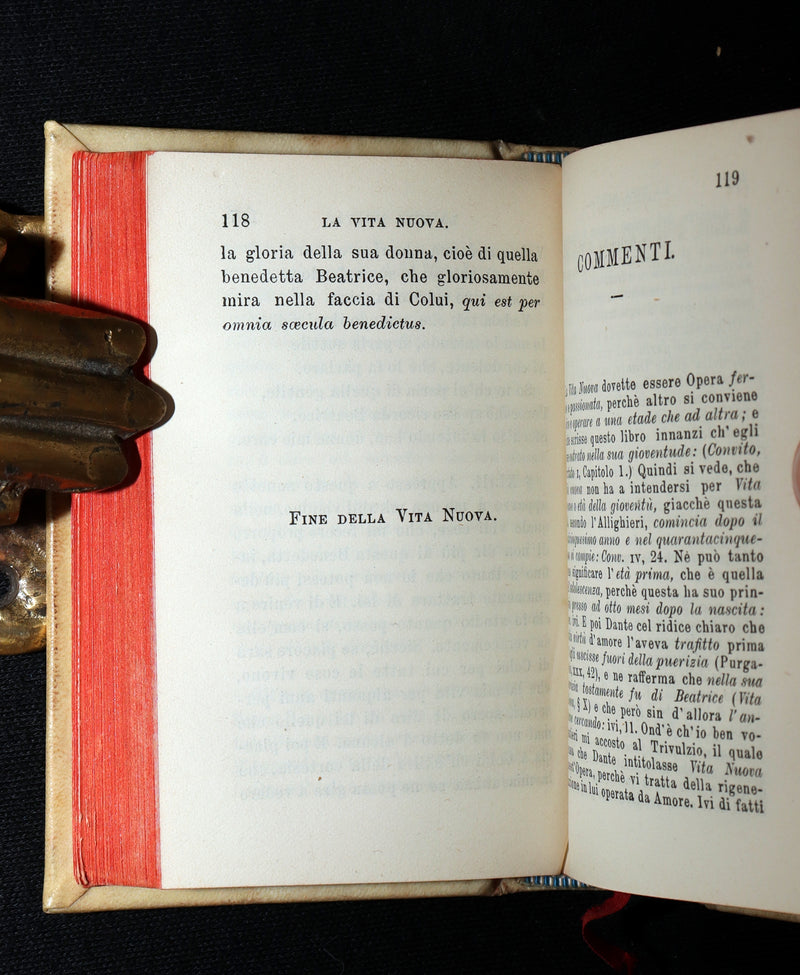 1863 Rare Italian Vellum Book - La Vita Nuova di Dante Allighieri, The New Life