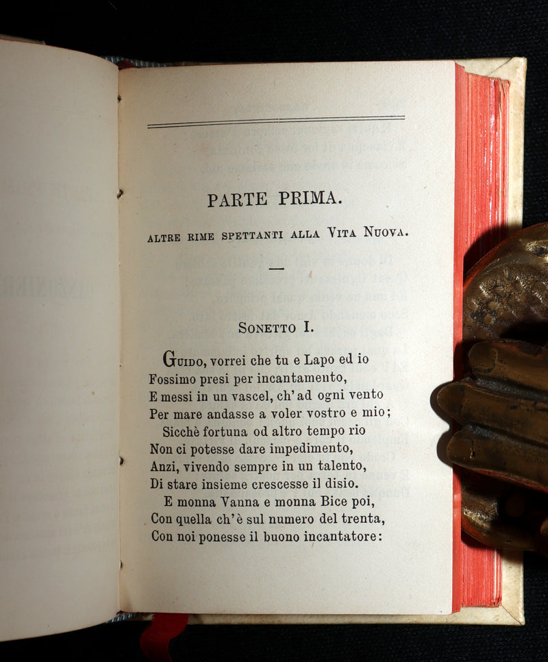 1863 Rare Italian Vellum Book - La Vita Nuova di Dante Allighieri, The New Life