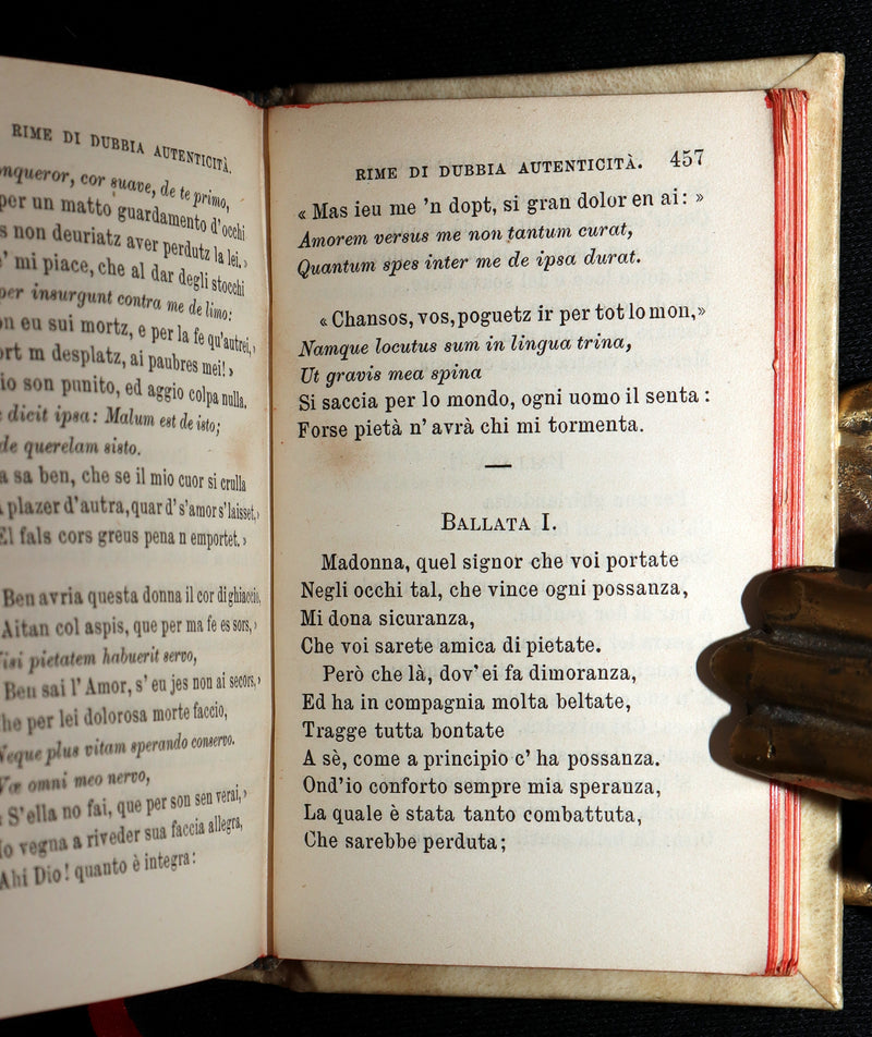 1863 Rare Italian Vellum Book - La Vita Nuova di Dante Allighieri, The New Life