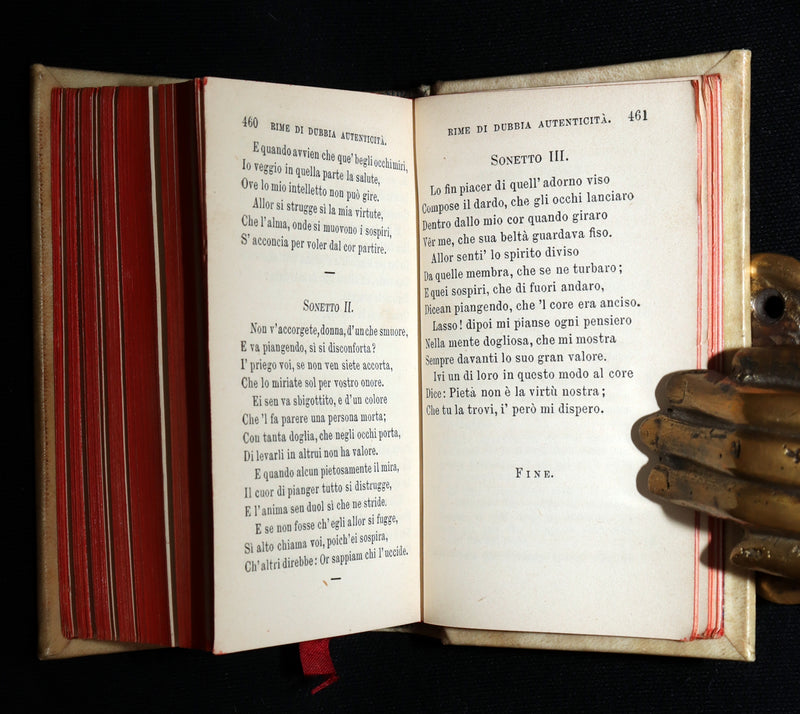 1863 Rare Italian Vellum Book - La Vita Nuova di Dante Allighieri, The New Life