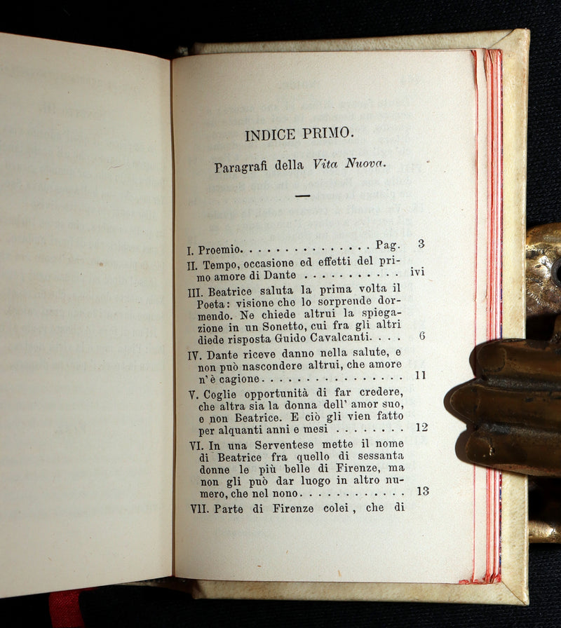 1863 Rare Italian Vellum Book - La Vita Nuova di Dante Allighieri, The New Life