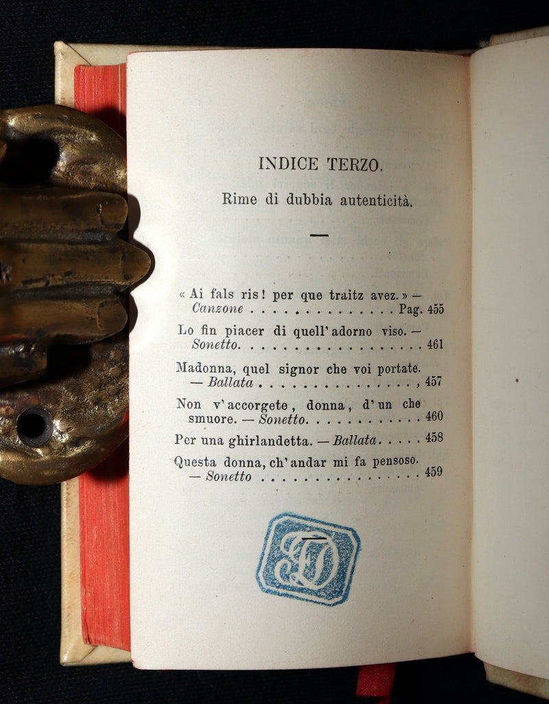 1863 Rare Italian Vellum Book - La Vita Nuova di Dante Allighieri, The New Life