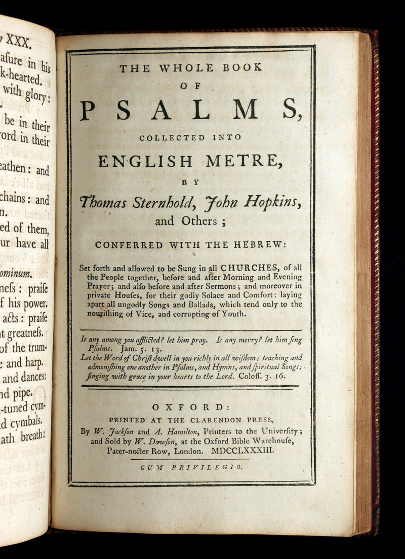 1781 Rare Book - The Book of Common Prayer, The Whole Book of Psalms Illustrated