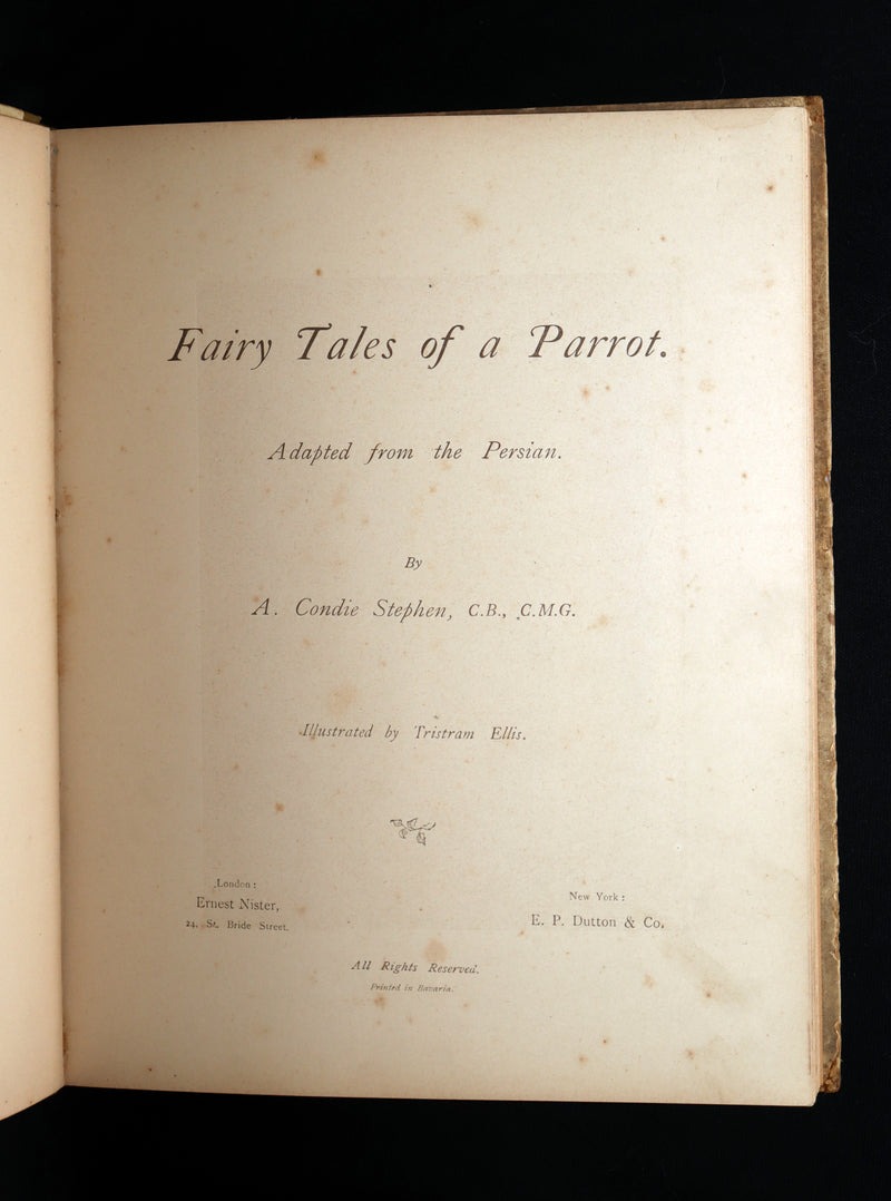 1892 Scarce First Edition - Fairy Tales of a Parrot, Adapted from the Persian