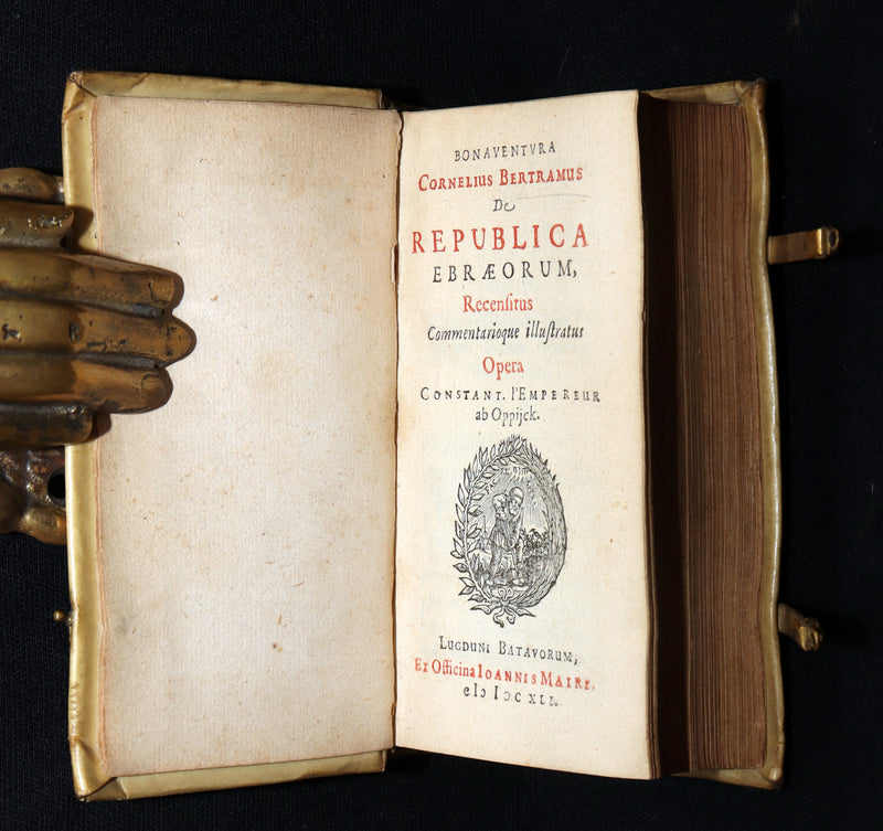 1641 Rare Vellum Book - De Republica Ebraeorum, Ancient Israel by B.C. Bertramus