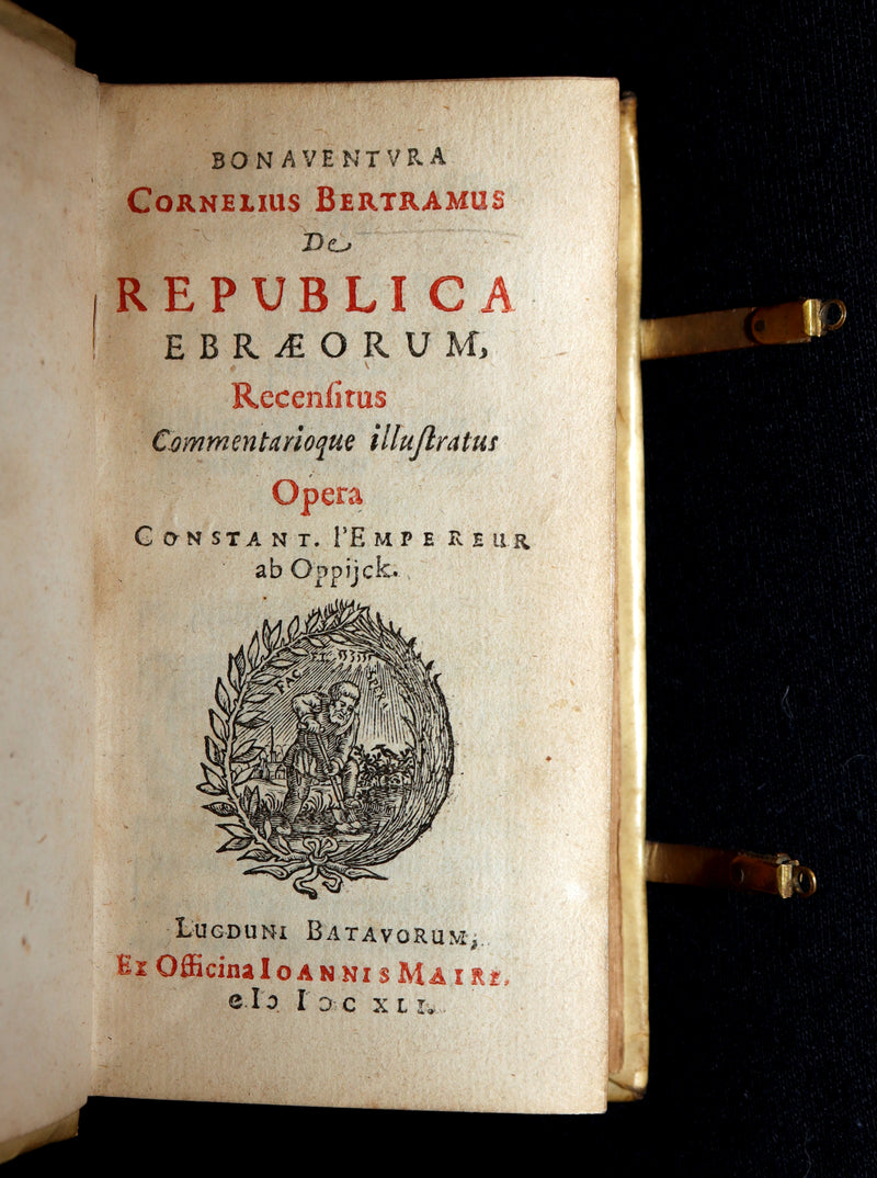 1641 Rare Vellum Book - De Republica Ebraeorum, Ancient Israel by B.C. Bertramus