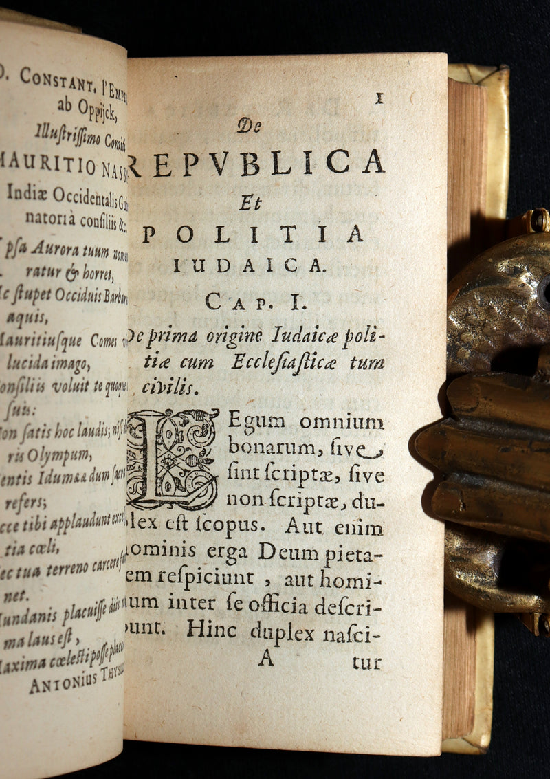 1641 Rare Vellum Book - De Republica Ebraeorum, Ancient Israel by B.C. Bertramus