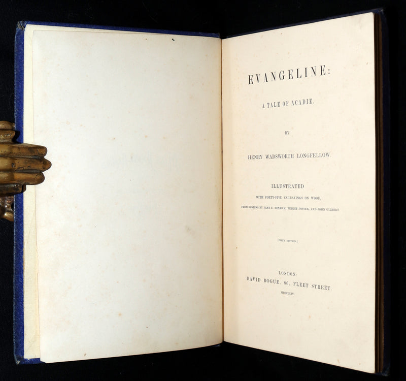 1854 Rare Victorian Book - Evangeline, A tale of Acadie by Longfellow