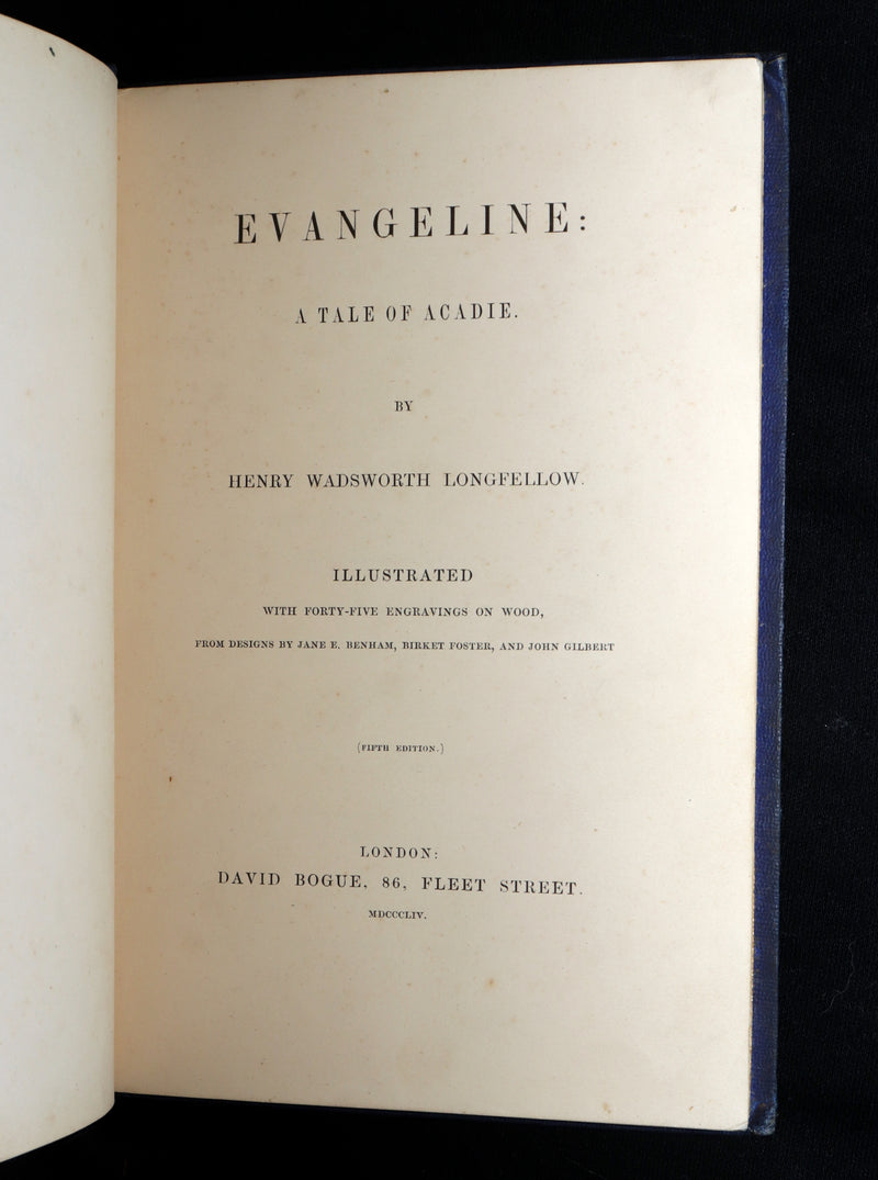 1854 Rare Victorian Book - Evangeline, A tale of Acadie by Longfellow
