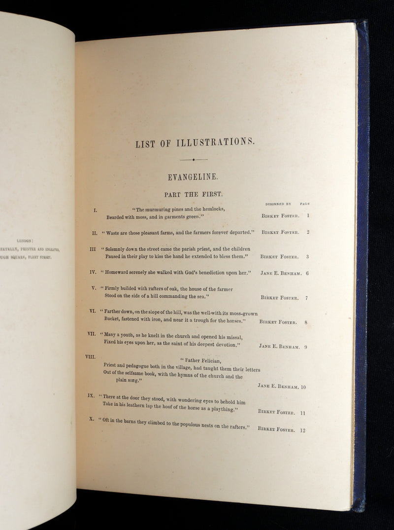 1854 Rare Victorian Book - Evangeline, A tale of Acadie by Longfellow