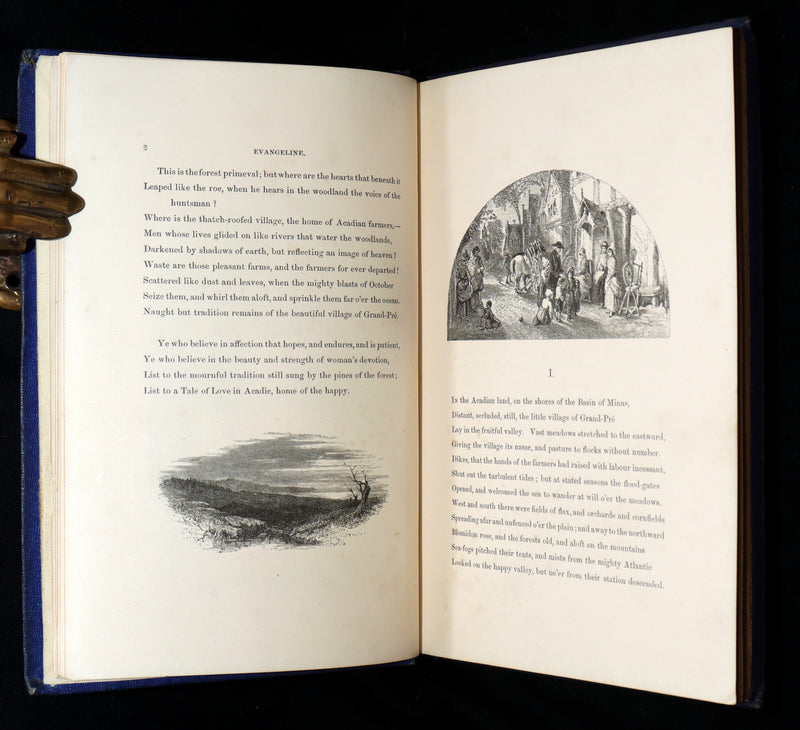 1854 Rare Victorian Book - Evangeline, A tale of Acadie by Longfellow