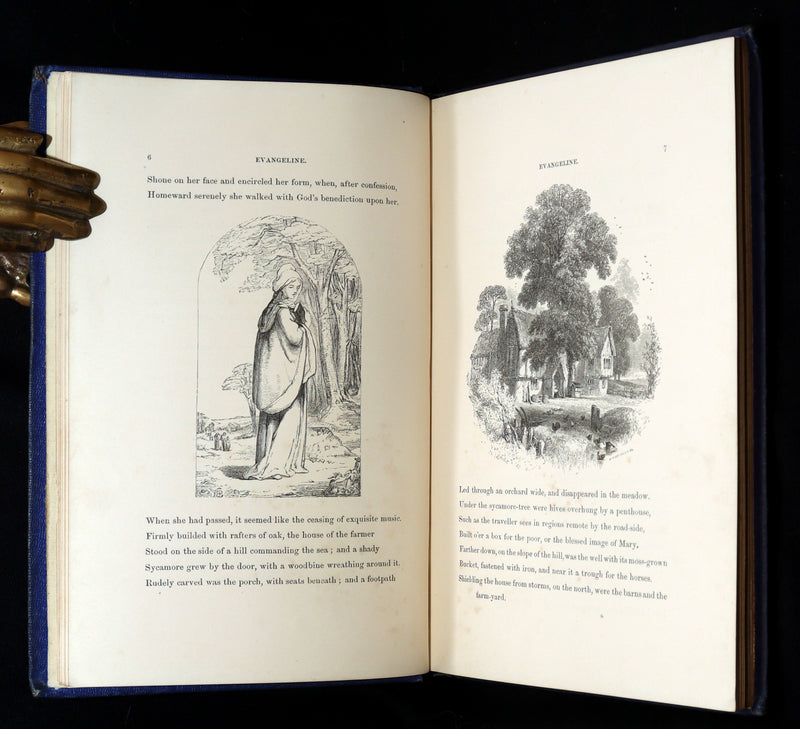 1854 Rare Victorian Book - Evangeline, A tale of Acadie by Longfellow