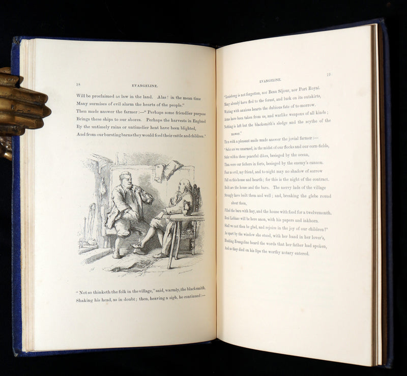 1854 Rare Victorian Book - Evangeline, A tale of Acadie by Longfellow