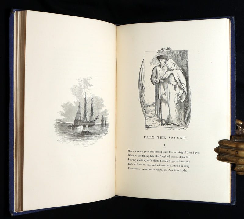 1854 Rare Victorian Book - Evangeline, A tale of Acadie by Longfellow