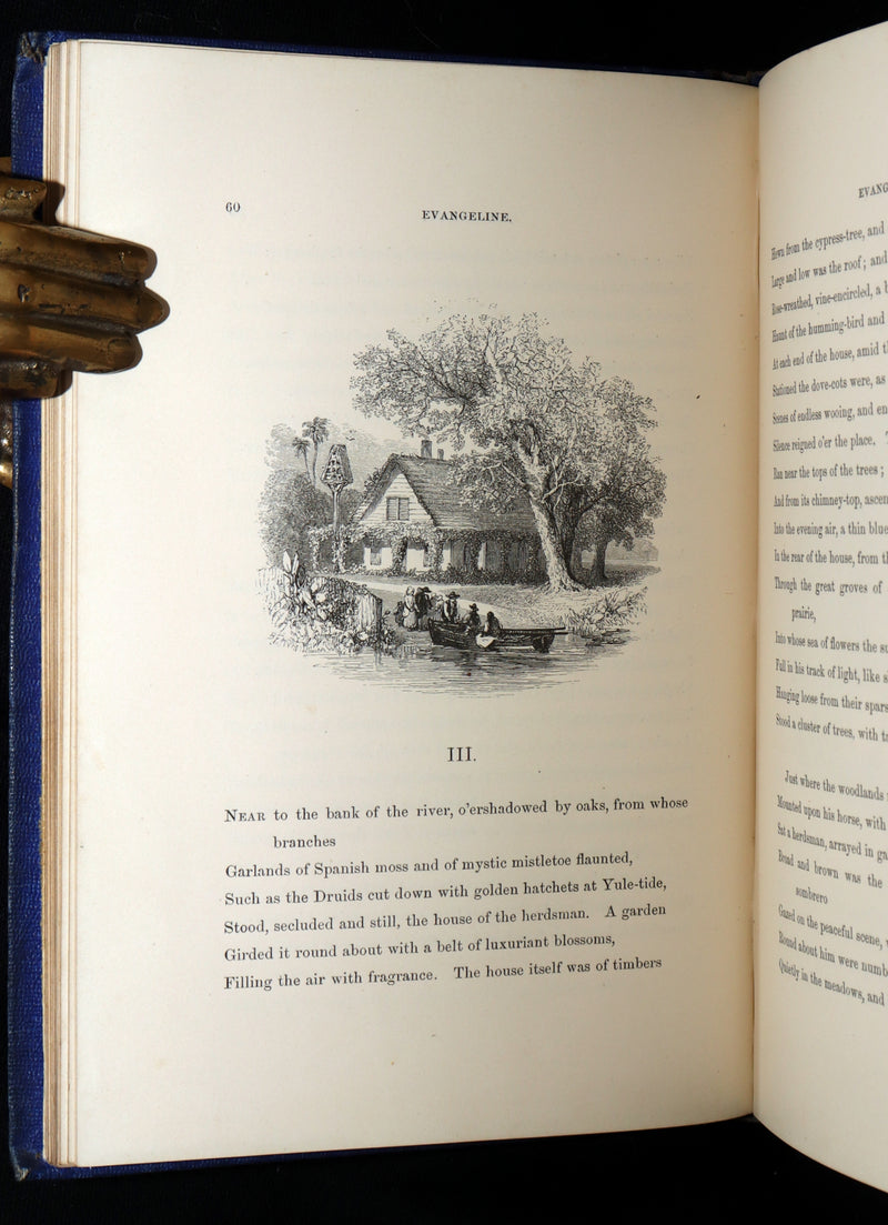 1854 Rare Victorian Book - Evangeline, A tale of Acadie by Longfellow